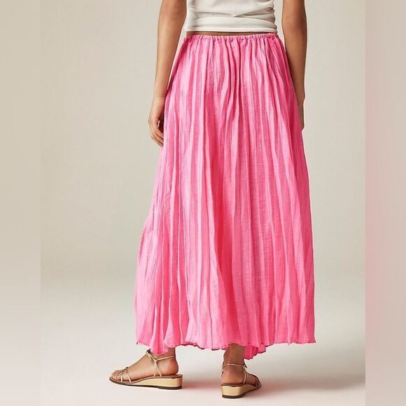 NWT J CREW Pleated drawstring maxi skirt in linen blend in WHITE - Picture 5 of 7